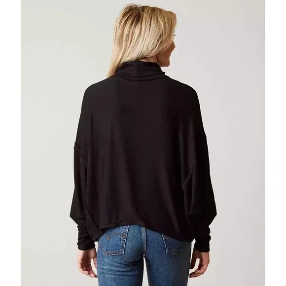 We The Free People Alameda Dolman Sleeve Turtleneck Top Black Medium H12840 - Picture 10 of 16